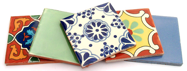 Handbemalte Fliese /"Grün gewaschen/" aus Mexiko Landhausstil Kachel ca.10x10cm
